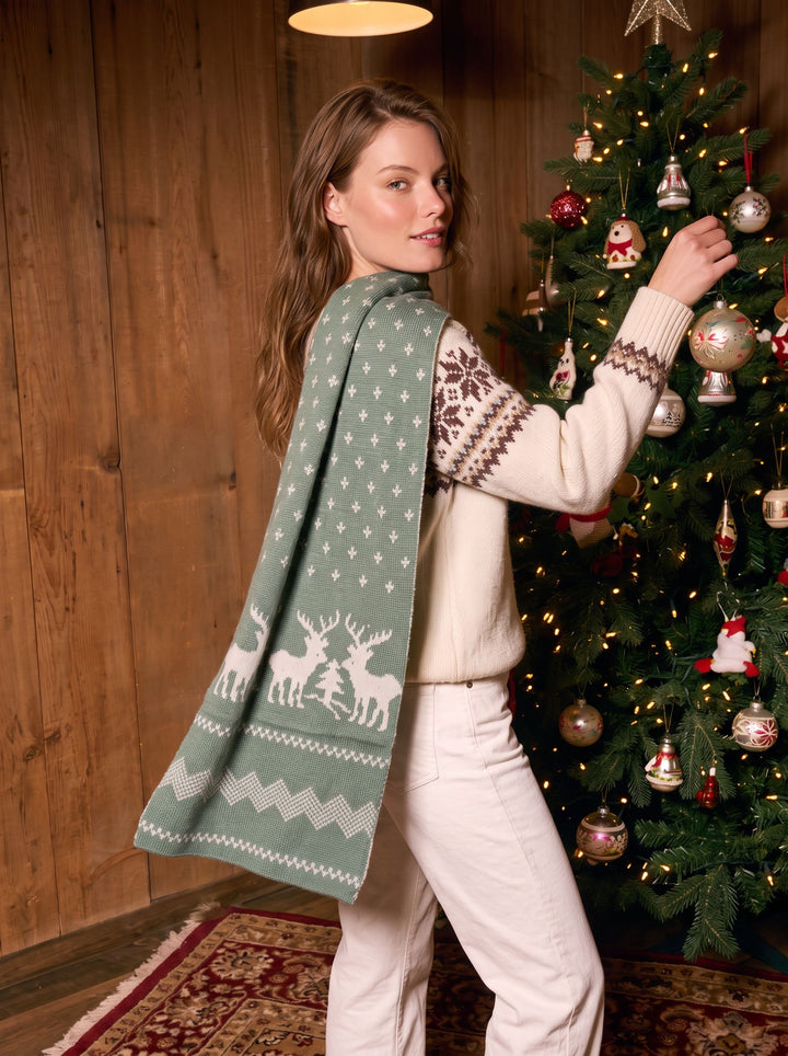 Cozy Reindeer Pattern Winter Scarf