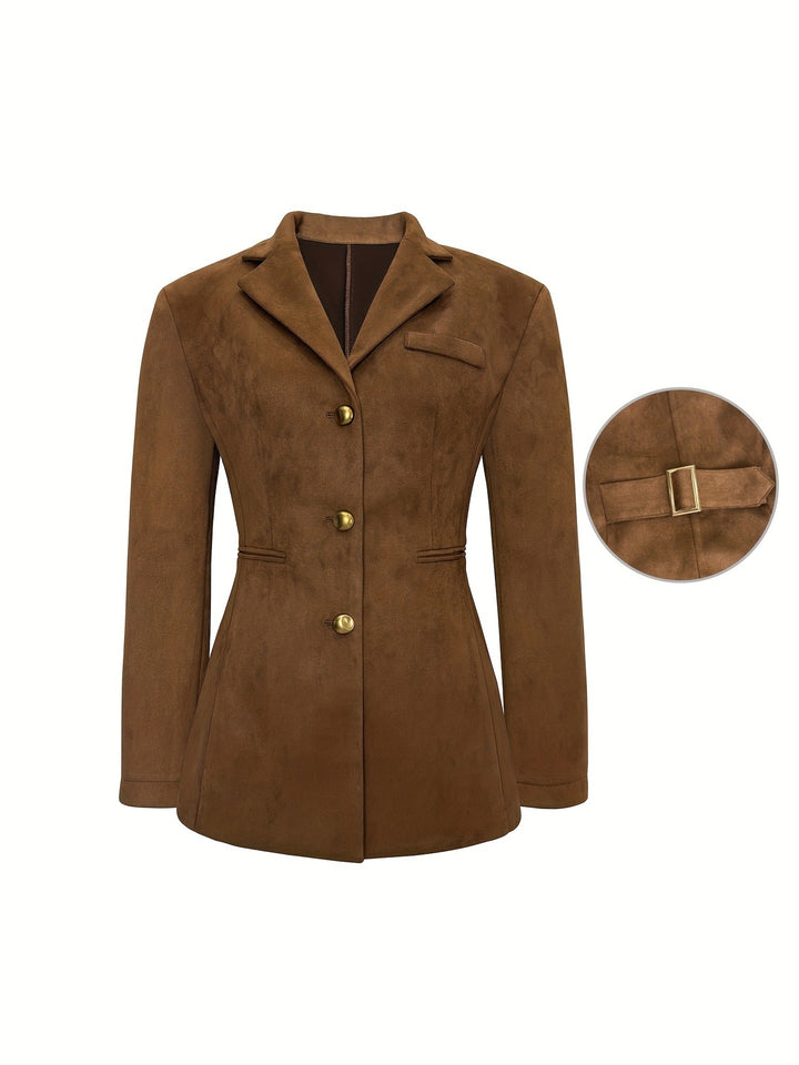 Tailored Suede Button Front Blazer