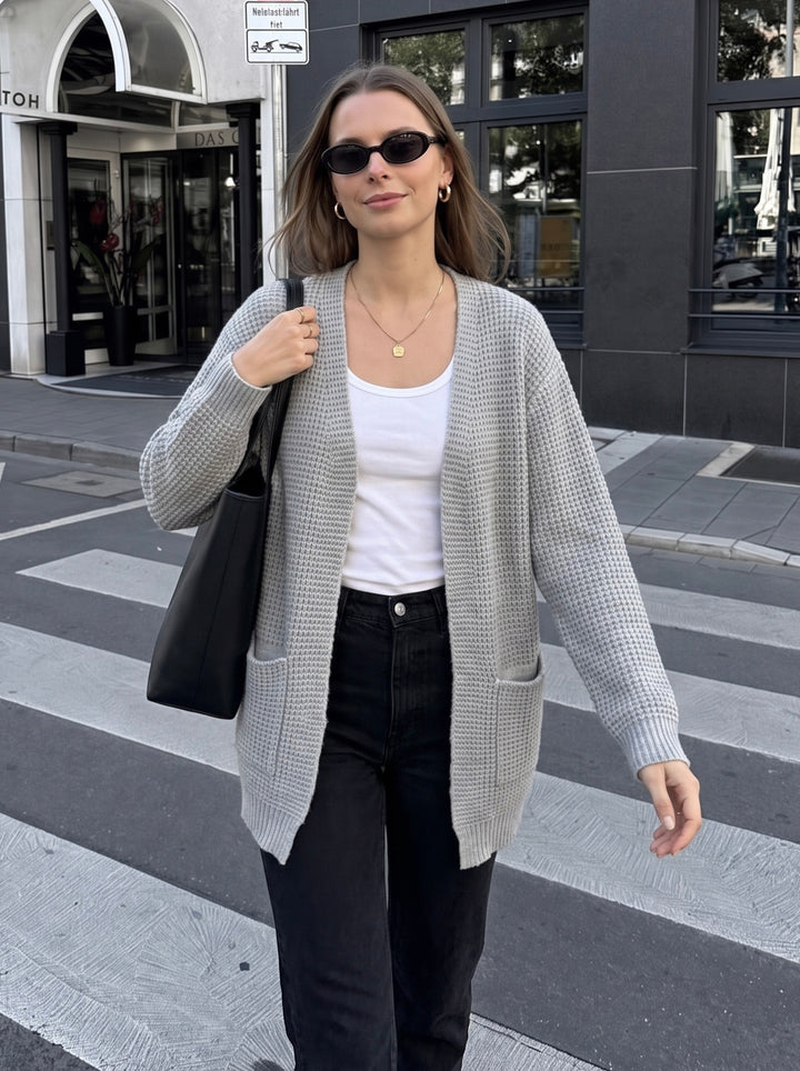 Oversized Ribbed Knit Long Cardigan