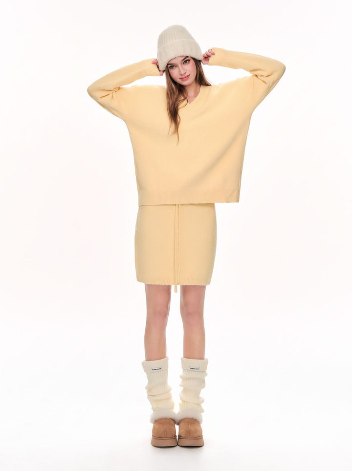 Cozy V Neck Knit Casual Sweater