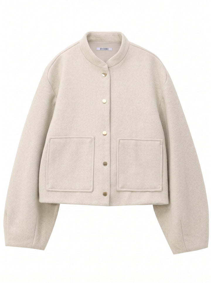 Cozy Wool Blend Snap Button Jacket