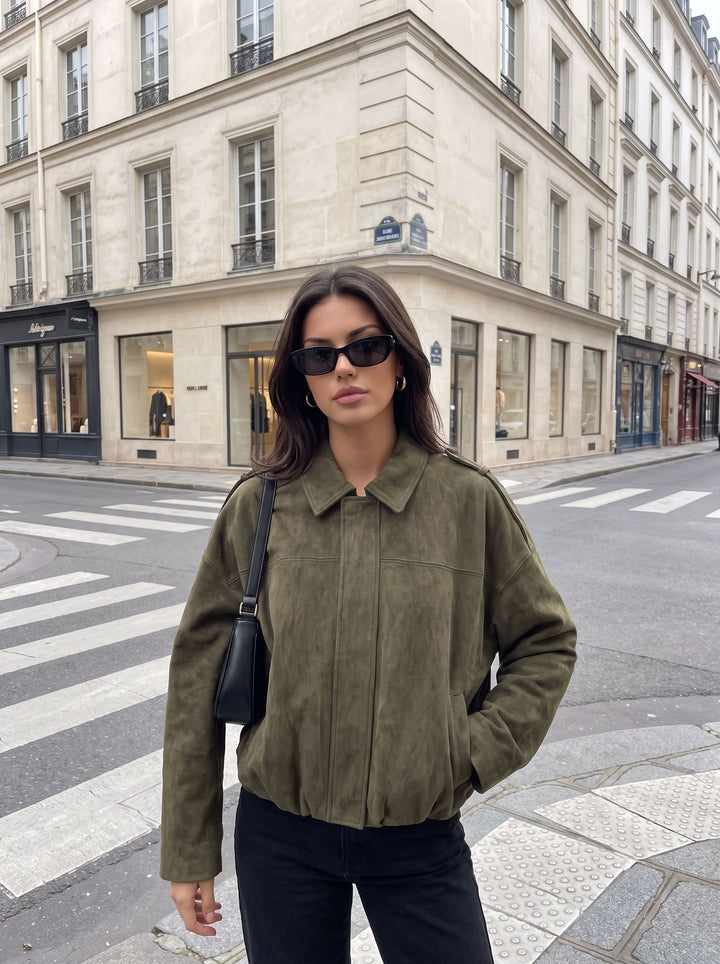 Oversized Suede Bubble Hem Jacket