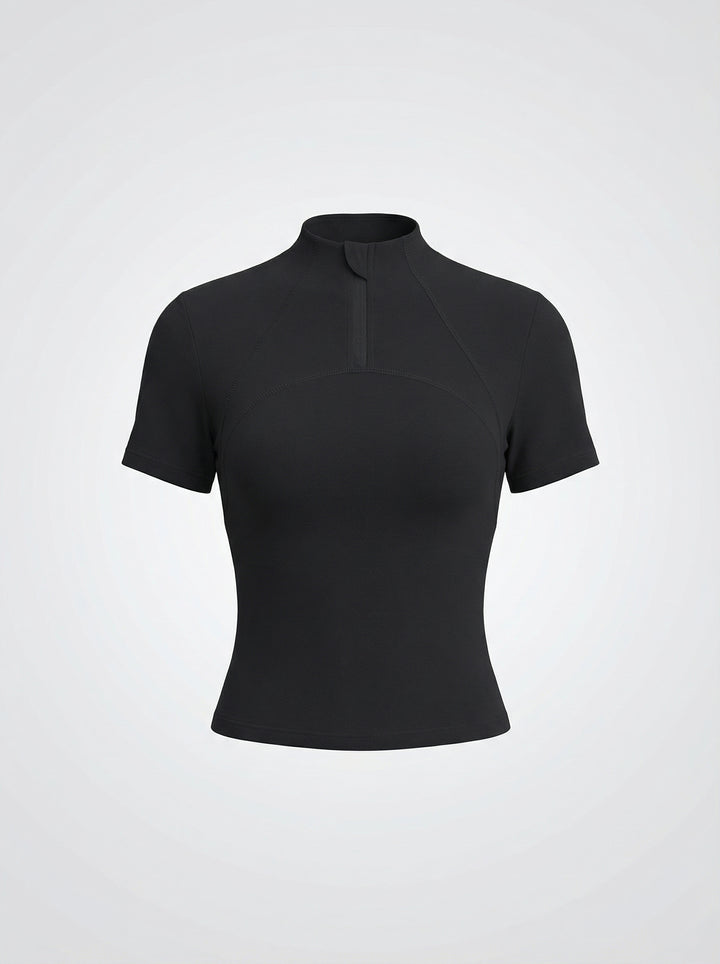 Mock Neck Half-Zip Sporty Yoga Top