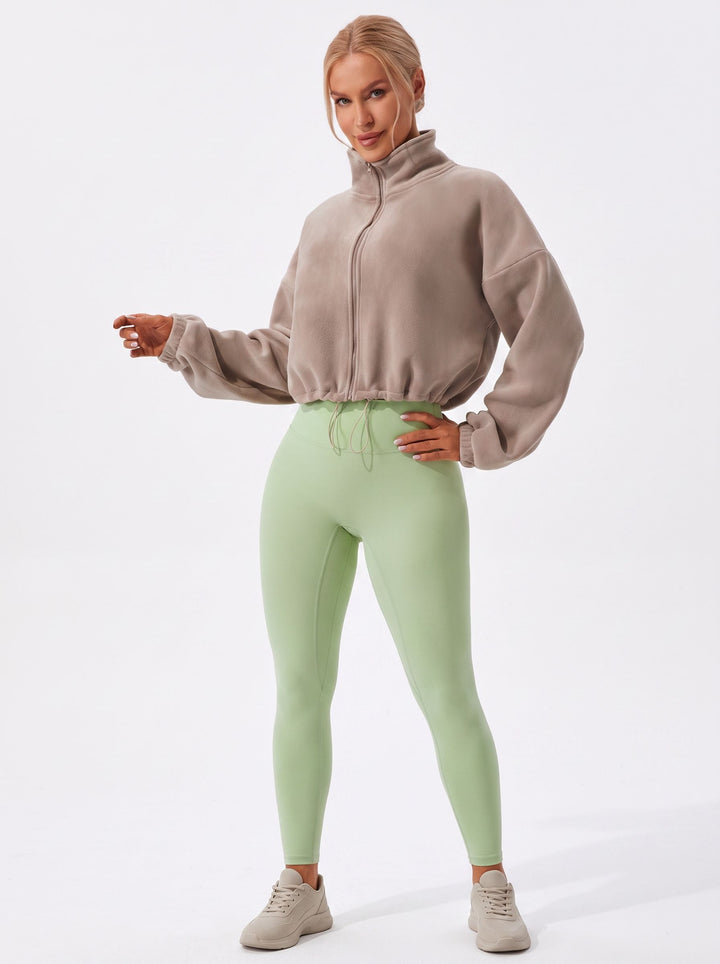 Cropped Fleece Zip Up Jacket