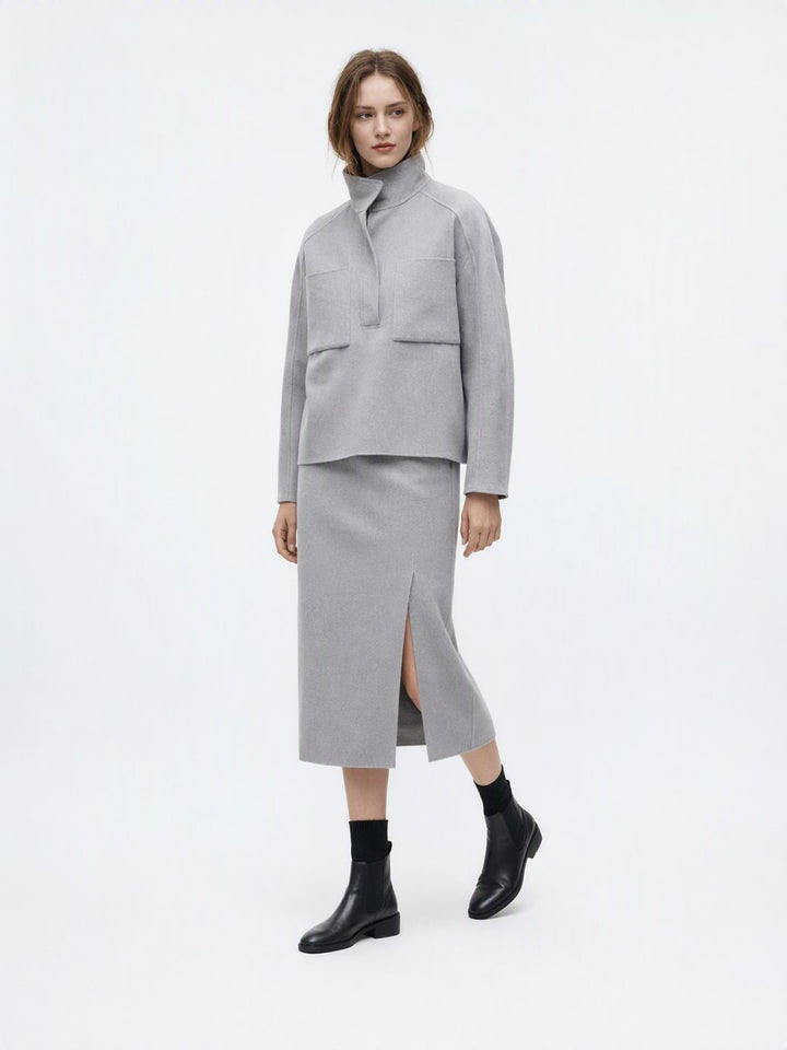 Cozy Wool Blend Midi Skirt Set