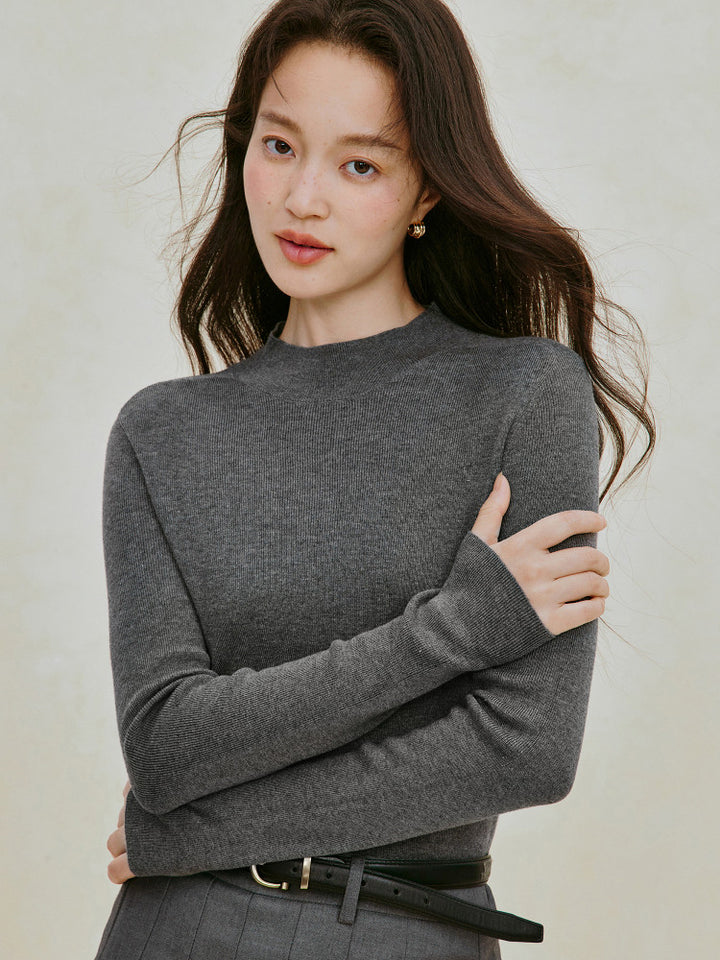 Soft Ribbed Wool Blend Pullover