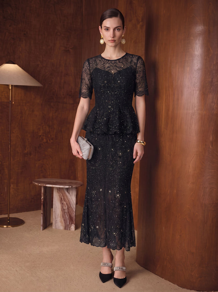 Elegant Floral Lace Mermaid Skirt