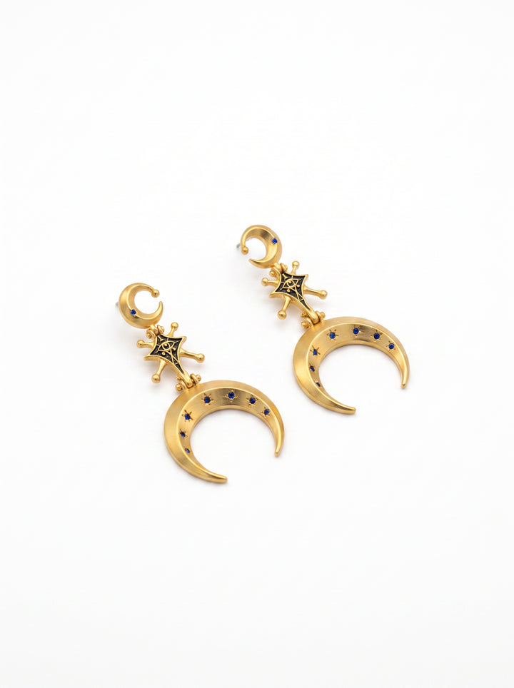 Celestial Gold Crescent Moon Earrings