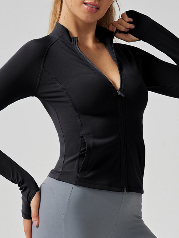 Slim Fit Thumbhole Full Zip Jacket