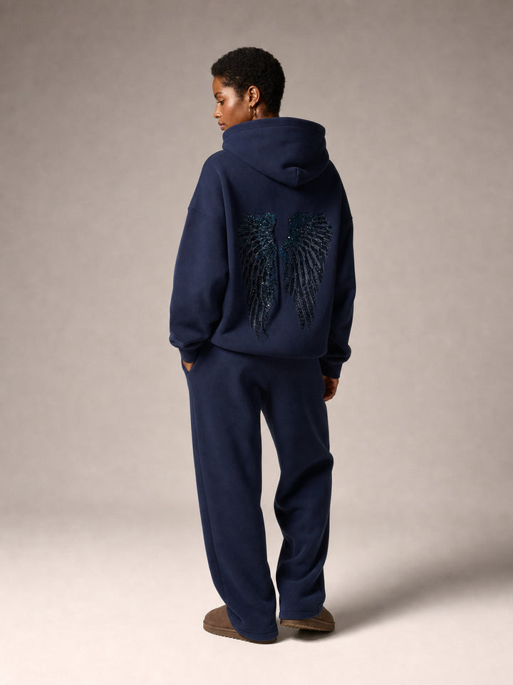 Oversized Sequin Wing Graphic Hoodie
