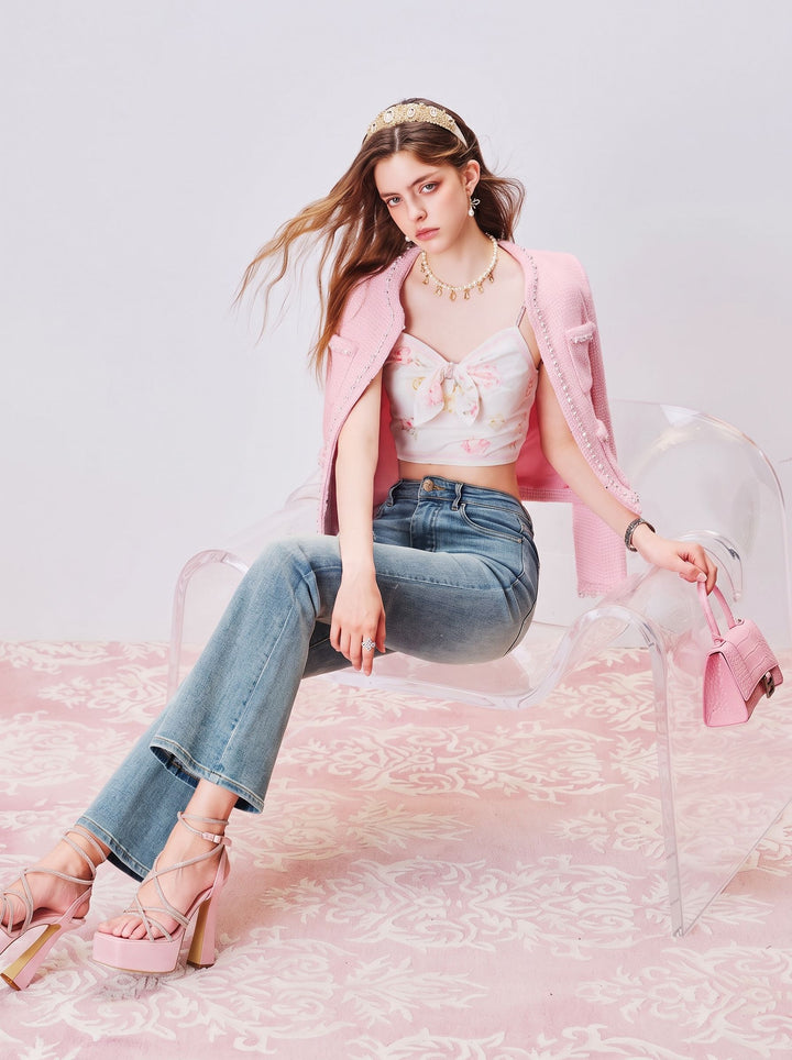 Beaded Tweed Cropped Jacket