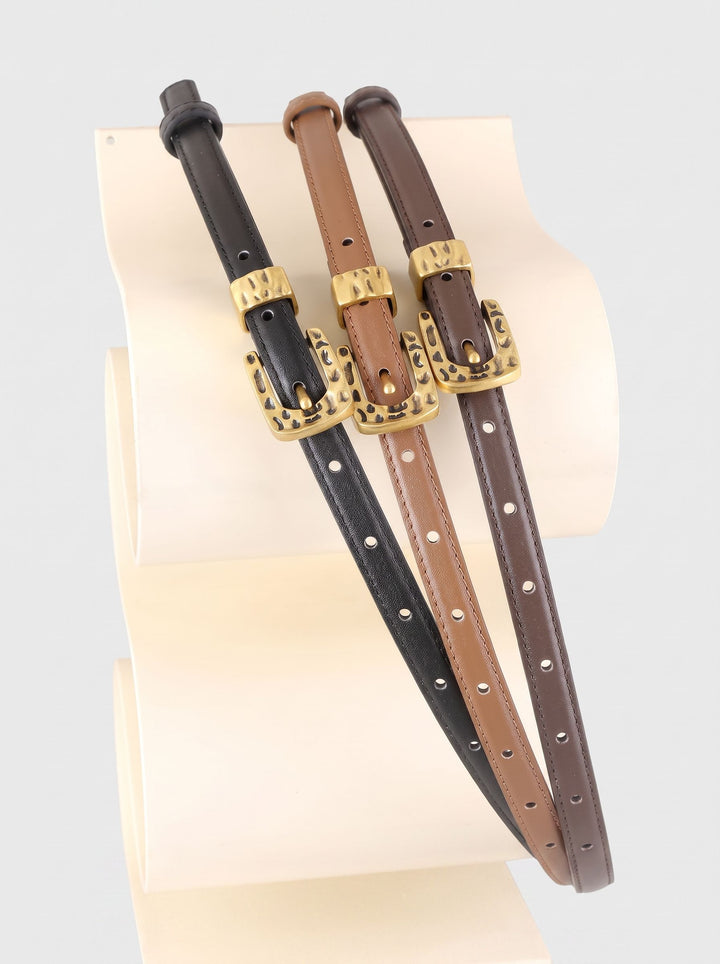 Minimalist Gold Buckle Skinny Belt