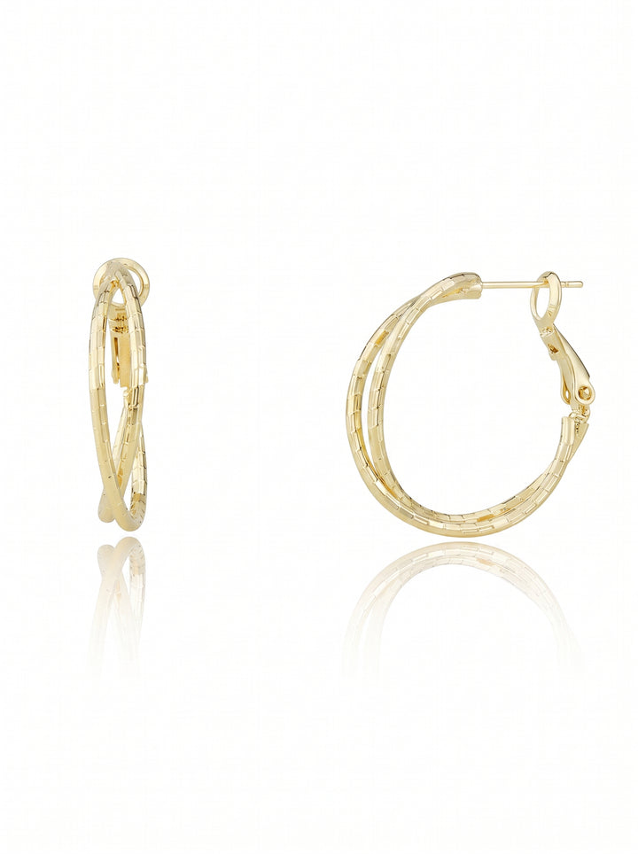 Textured Twisted Gold Hoop Earrings