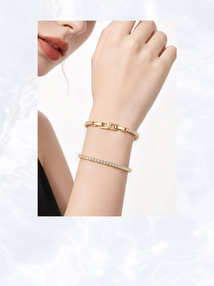 Dainty Gold Cubic Zirconia Tennis Bracelet