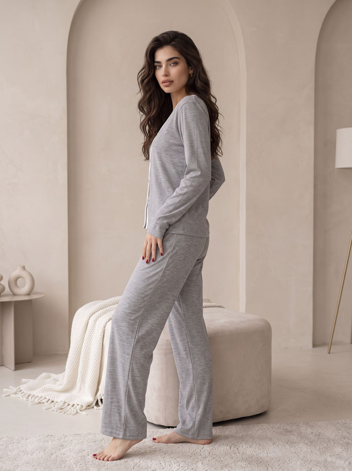 Soft Ribbed Button Front Lounge Set