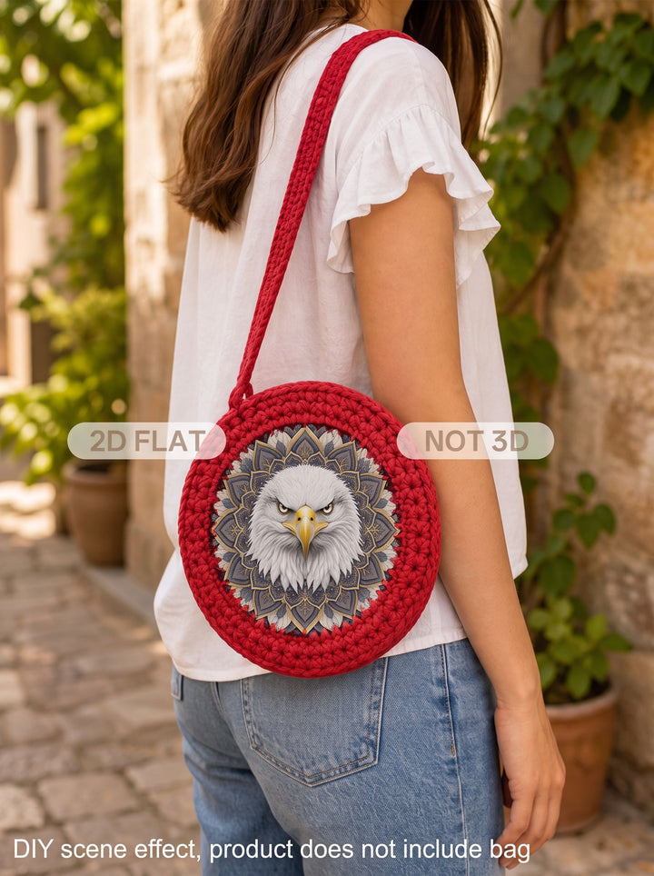 Eagle Mandala Graphic Crochet Basket Bottom