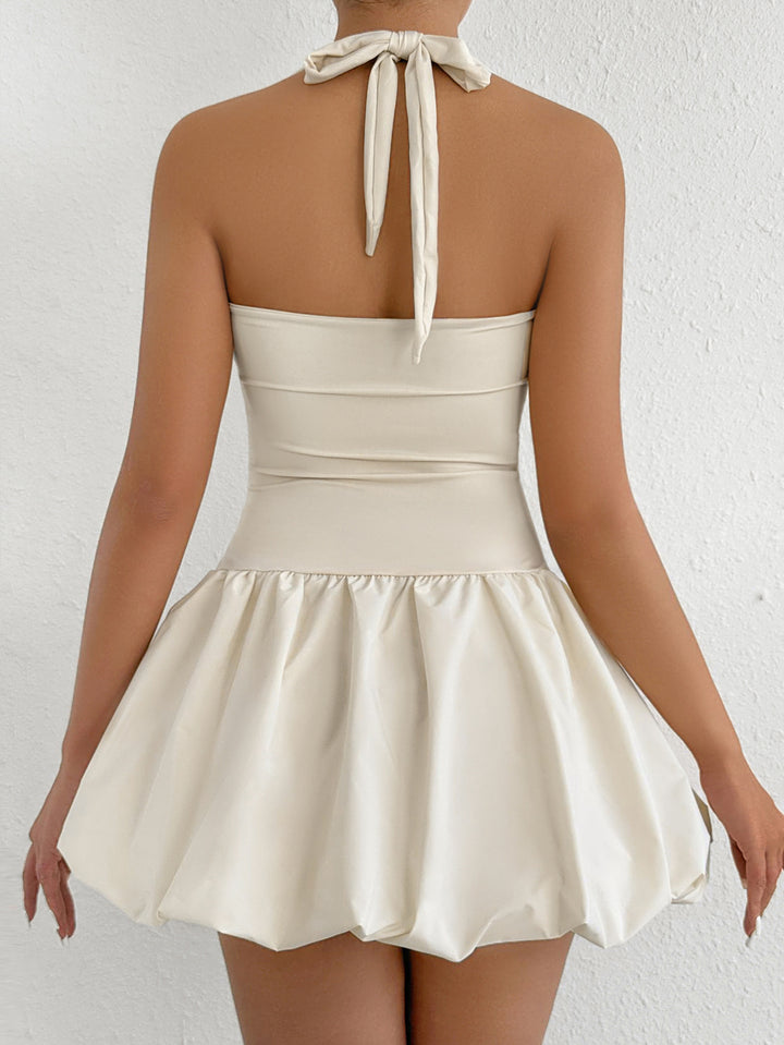 White Halter Neck Mini Dress