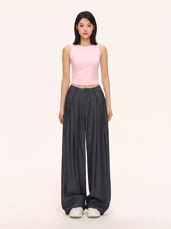 High Waisted Pleated Wide Leg Pants