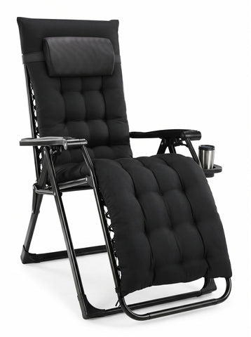 [World Cup 2026]Zero Gravity Chair Reclining Camping Lounge Chair for Indoor Reclining Patio Chairs with Cup Holder Trays and Removable Cushion