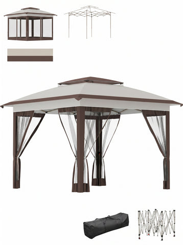 12' x 12' Pop Up Canopy Tent with Netting and Carry Bag, Instant Sun Shelter with 137 sq.ft Shade