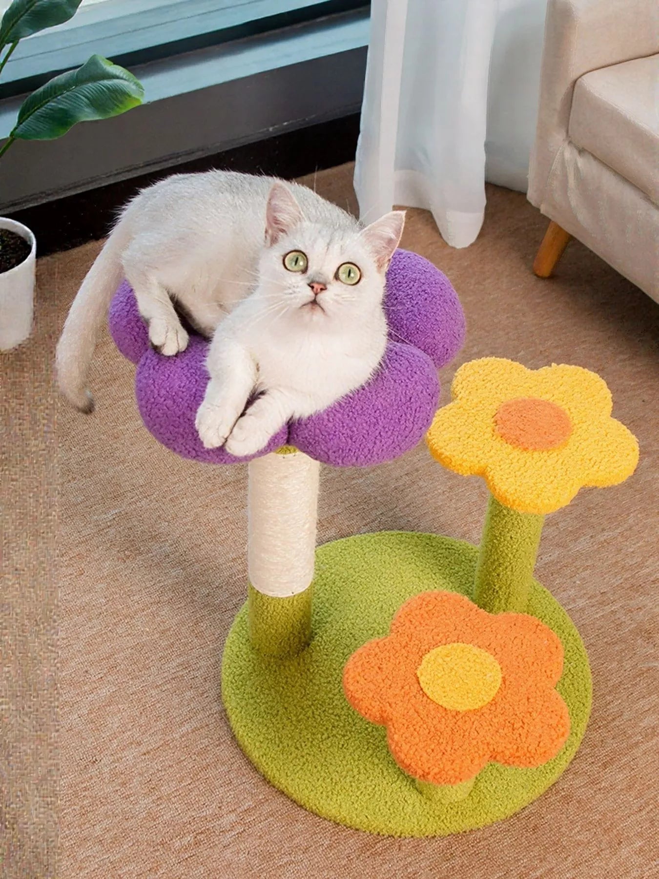 Flower Design Cat Tree with Scratching Post – MUSETOPIA