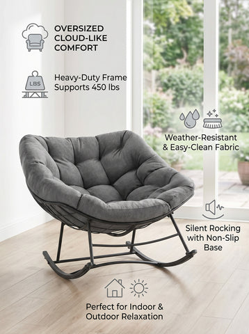[World Cup 2026]Recliner An Oversized Egg-Shaped Chair With A Cushion With A Load Capacity Of 450 Pounds A Non-Slip And Quiet Rocking Chair