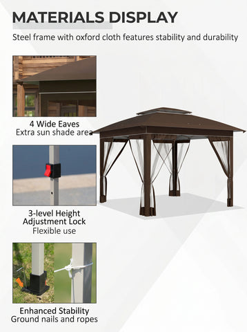 12' x 12' Pop Up Canopy Tent with Netting and Carry Bag, Instant Sun Shelter with 137 sq.ft Shade