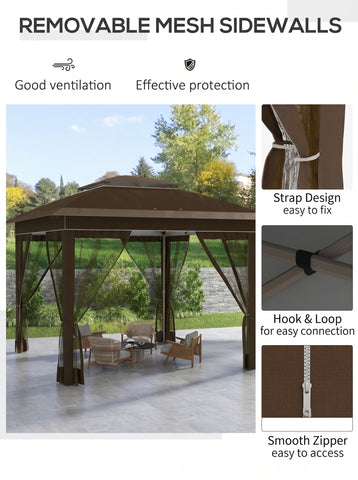 12' x 12' Pop Up Canopy Tent with Netting and Carry Bag, Instant Sun Shelter with 137 sq.ft Shade