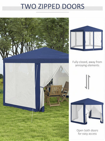 13' x 11' Outdoor Party Tent, Hexagon Sun Shade Shelter Canopy w/ Protective Mesh Sidewalls, Ropes & Stakes