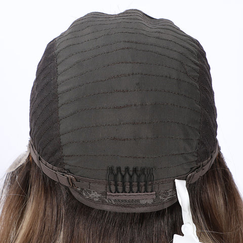 Long Wavy Blonde Grey Ombre Lace Front Wig