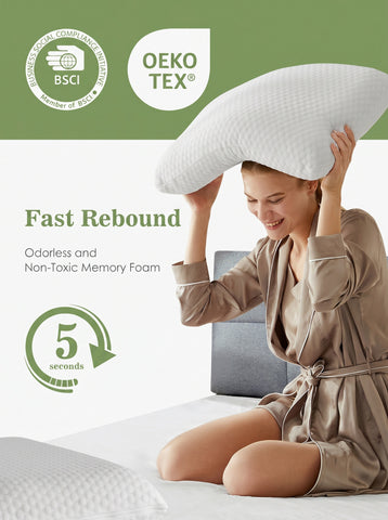 Memory foam pillow, detachable washable pillowcase, odorless, ergonomic pillow, full sleeping position, cervical support pillow