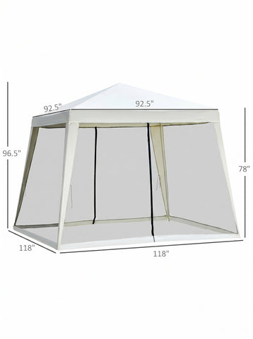 10'x10' Outdoor Party Tent Canopy with Mesh Sidewalls, Patio Gazebo Sun Shade Screen Shelter