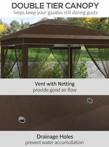 12' x 12' Pop Up Canopy Tent with Netting and Carry Bag, Instant Sun Shelter with 137 sq.ft Shade