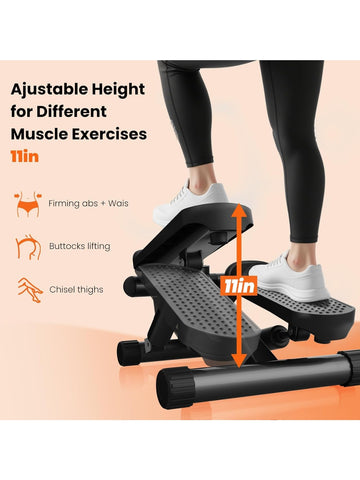 Mini Stepper with Resistance Bands, Portable Full Body Workout Stepper Machine Adjustable Foot Stepper for Fitness