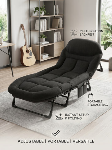 [World Cup 2026]Folding Bed Adjustable Camping Bed With Mattress Suitable For Courtyard Or Beach