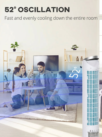 [World Cup 2026]40" Portable Oscillating Air Cooler Fan 3 In 1 Standing Ice Floor Fan with Humidifier Remote White