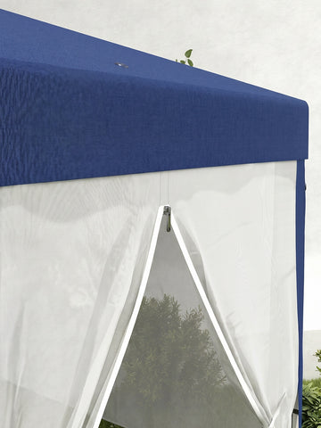 13' x 11' Outdoor Party Tent, Hexagon Sun Shade Shelter Canopy w/ Protective Mesh Sidewalls, Ropes & Stakes