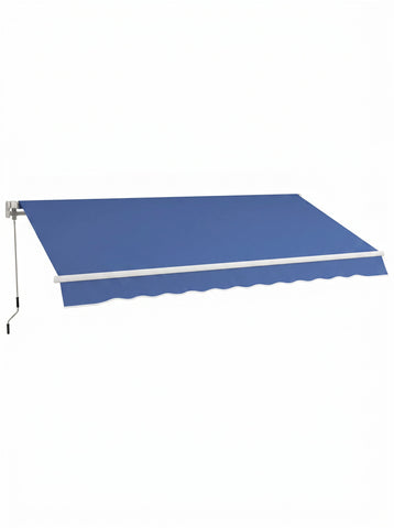 12' x 10' Manual Retractable Awning Outdoor Sunshade Shelter with Adjustable & Versatile Design