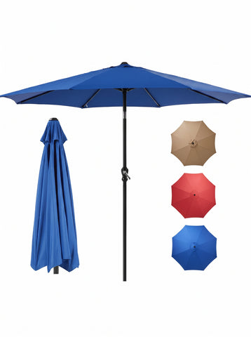 [World Cup 2026]Outdoor Patio Umbrella With Push Button Tilt And Crank Market Umbrella 8 Sturdy Ribs Uv Protection Waterproof For Garden Backyard