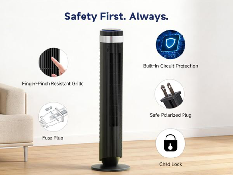 Silent Upright Fan 15-Speed Floor-Standing Fan, With Touch Control And LED Lights