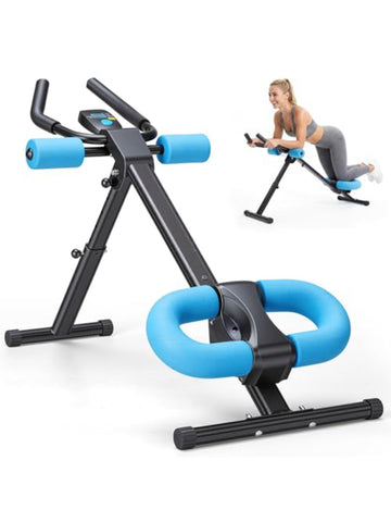 Adjustable abdominal training machine, featuring 2 incline angles and 5 height adjustment levels, equipped with a liquid crystal display and foldable