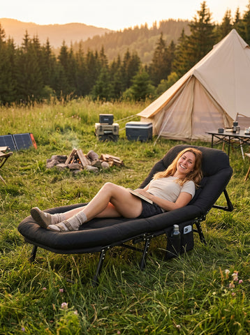 [World Cup 2026]Folding Bed Adjustable Camping Bed With Mattress Suitable For Courtyard Or Beach