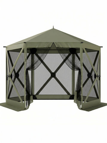 10 x 11 ft Pop Up Gazebo Screen Tent, Portable Instant Camping Canopy Screen House with Nettings, Carry Bag
