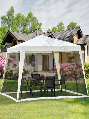 10'x10' Outdoor Party Tent Canopy with Mesh Sidewalls, Patio Gazebo Sun Shade Screen Shelter