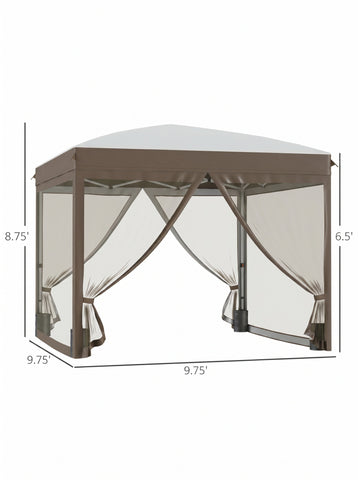 10' x 10' Pop Up Canopy Tent with Netting, Instant Sun Shelter, Tents for Parties, Height Adjustable, with Wheeled Carry Bag and 4 Sand Bags for Outdoor, Garden, Patio