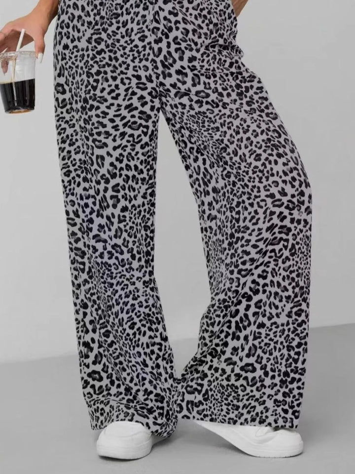 Leopard Print Wide Leg Pants