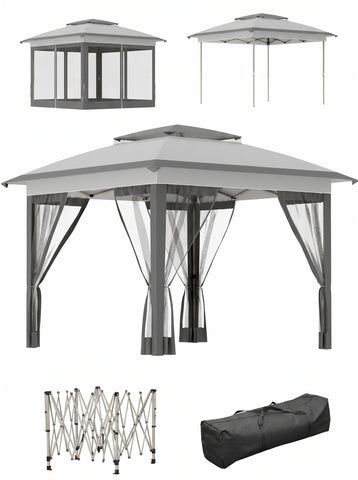 12' x 12' Pop Up Canopy Tent with Netting and Carry Bag, Instant Sun Shelter with 137 sq.ft Shade