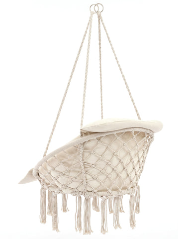 [World Cup 2026]Macrame Hanging Chair Hammock Oversized Padded Cushion Indoor Outdoor Swing Chair For Patio And Bedroom