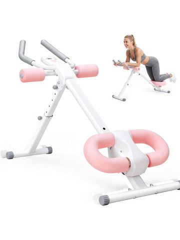 Adjustable abdominal training machine, featuring 2 incline angles and 5 height adjustment levels, equipped with a liquid crystal display and foldable