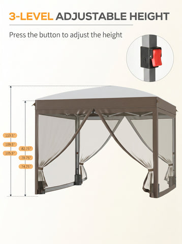 10' x 10' Pop Up Canopy Tent with Netting, Instant Sun Shelter, Tents for Parties, Height Adjustable, with Wheeled Carry Bag and 4 Sand Bags for Outdoor, Garden, Patio